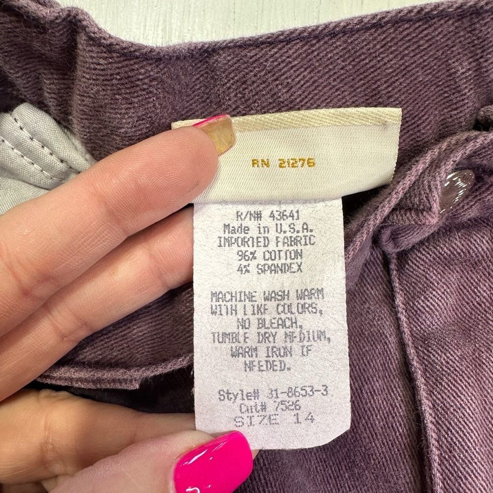 Vintage Bonjour Purple Jeans Women’s Size 14 High Rise Cotton Stretch USA - Picture 9 of 9